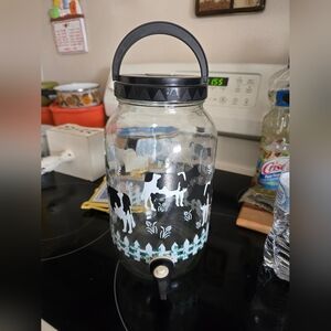 Vintage Holstein Cow 1 Gallon Sun Tea Jar Beverage Dispenser With Spigot